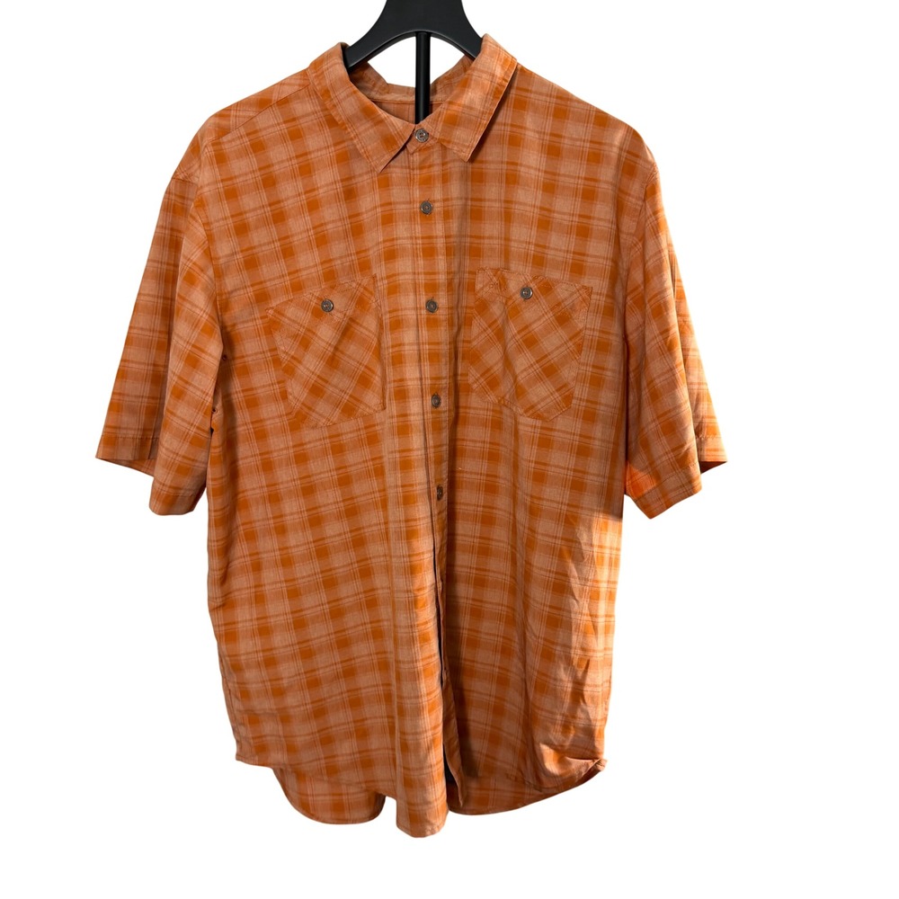 Orvis Classic Collection Mens XXL Orange Plaid Short Sleeve Button Down Shirt
